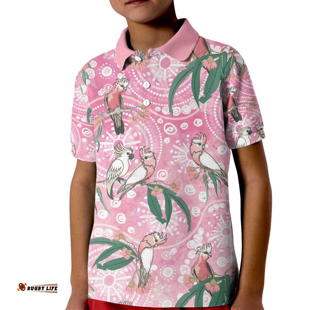 Australia Galah Aboriginal Kid Polo Shirt Breast Cancer Awareness LT7