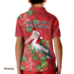 Australian Pelican Kid Polo Shirt Aboriginal Inspired Christmas LT9