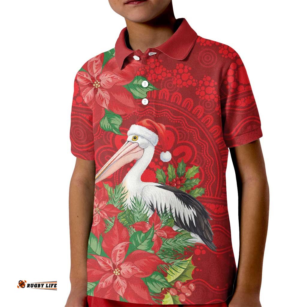 Australian Pelican Kid Polo Shirt Aboriginal Inspired Christmas LT9