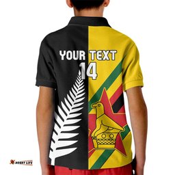 Custom New Zealand and Zimbabwe Kid Polo Shirt NZ Fern Zim Flag Half Style LT14