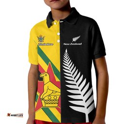 Custom New Zealand and Zimbabwe Kid Polo Shirt NZ Fern Zim Flag Half Style LT14