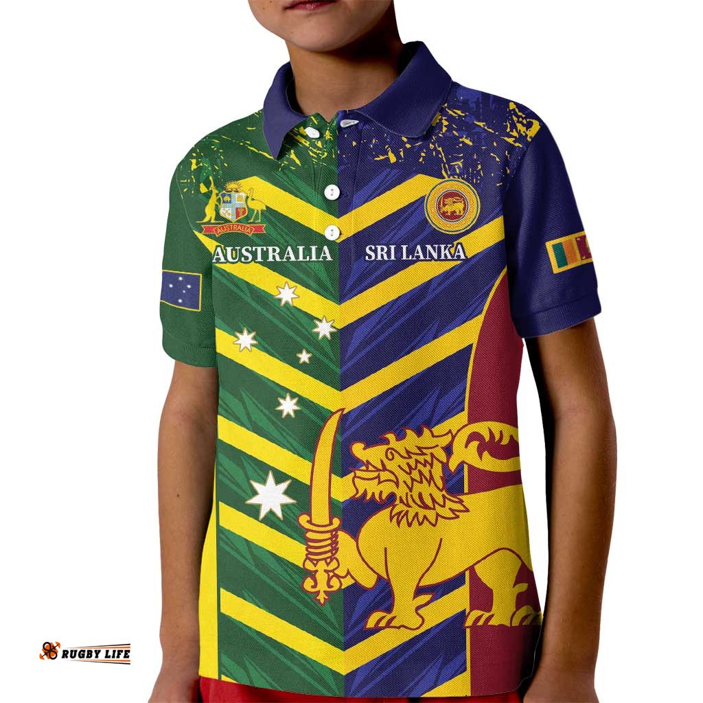 Custom Sri Lanka And Australia Cricket Kid Polo Shirt 2025 The Lions Baggy Greens Together LT14