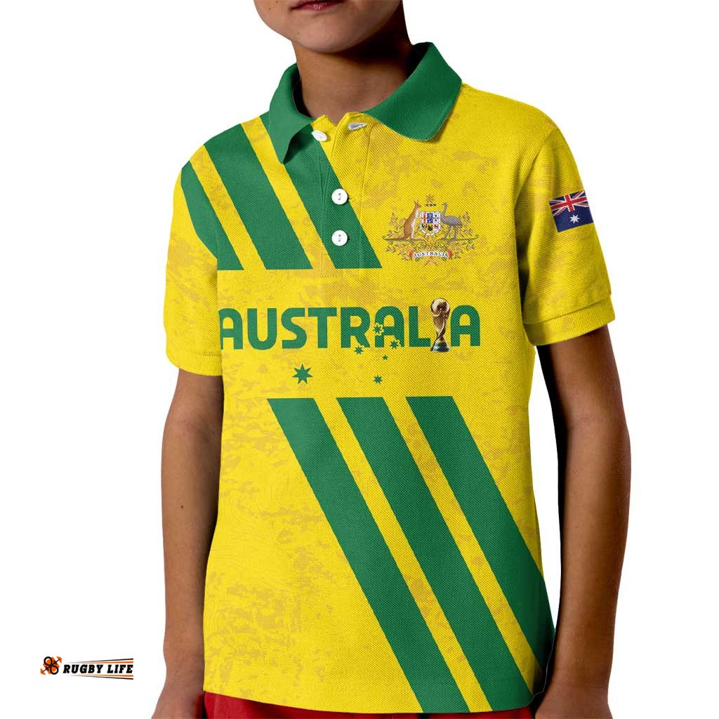 Custom Soccer 2026 Australia Kid Polo Shirt Socceroos Go Glory LT01