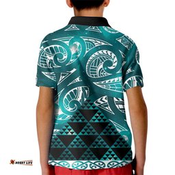 Matariki New Zealand Kid Polo Shirt NZ Niho Taniwha Maori New Year Cyan Galaxy LT14