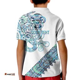 Kahui Whetu Paua shell Kowhaiwhai Taniko Personalised Kid Polo Shirt Taniwha Maori Tribal Style LT9