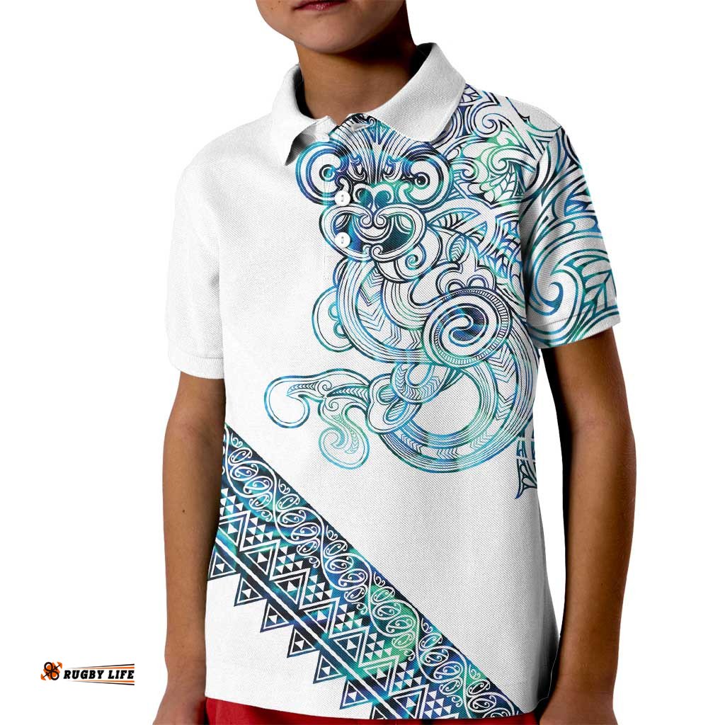 Kahui Whetu Paua shell Kowhaiwhai Taniko Personalised Kid Polo Shirt Taniwha Maori Tribal Style LT9