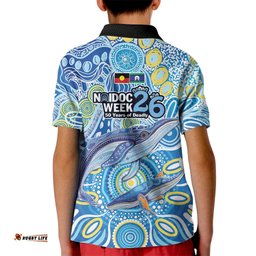 NAIDOC Week 2026 Kid Polo Shirt Dreaming of Whales Aboriginal Dot Art LT9