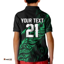New Zealand Lawn Bowls Custom Kid Polo Shirt Green Maori Warrior Tribal Silver Fern LT9