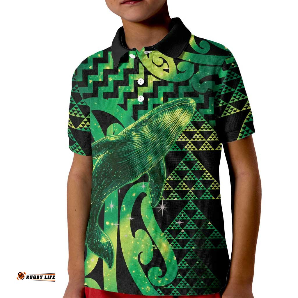 Humpback Whale Matariki New Zealand Kid Polo Shirt NZ Maori Paikea Poutama Luxury Green LT14
