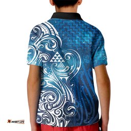Matariki Galaxy Kid Polo Shirt Maori Taniko Pattern LT9