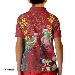 Merry Chrissie Australia King Parrots Kid Polo Shirt Aboriginal Art LT7