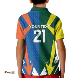 India vs Australia Custom Kid Polo Shirt Blue vs Gold Cricket Heritage LT9