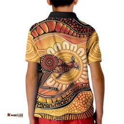 Indigenous Kangaroo Australia Kid Polo Shirt Australian Aboriginal Art Proud LT14