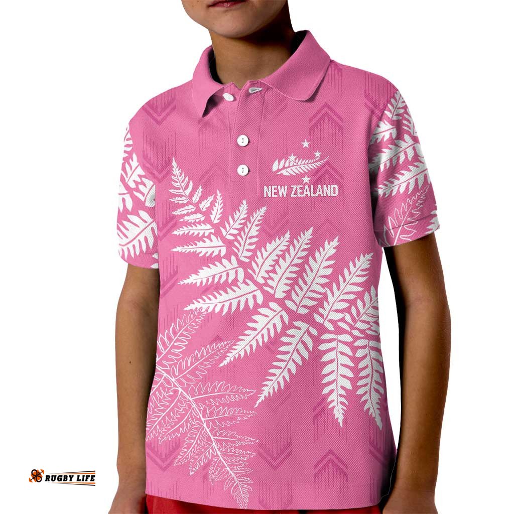 New Zealand Lawn Bowls Breast Cancer Personalized Kid Polo Shirt Wrap-Around Silver Fern LT7
