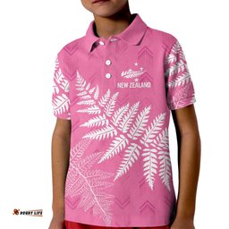 New Zealand Lawn Bowls Breast Cancer Personalized Kid Polo Shirt Wrap-Around Silver Fern LT7