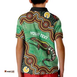 Personalised Australia Goanna NAIDOC Week 2026 Kid Polo Shirt 50 Years of Deadly Aboriginal Art LT14