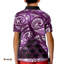 Matariki New Zealand Kid Polo Shirt NZ Niho Taniwha Maori New Year Purple Galaxy LT14