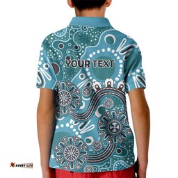 Personalised NAIDOC Week 50 Years Deadly Always Kid Polo Shirt Teal Aboriginal Artwork Dot Painting LT9