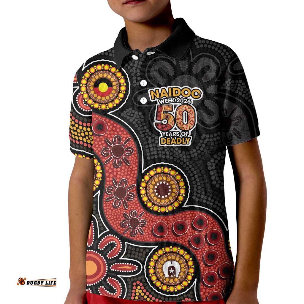 NAIDOC Week 2026 Kid Polo Shirt 50 Years of Deadly Indigenous Pride LT18