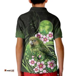 New Zealand Aotearoa Kakapo Kid Polo Shirt Maori Pattern With Manuka Galaxy Style LT05