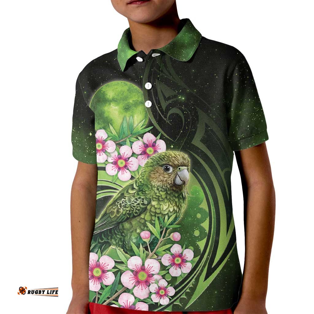 New Zealand Aotearoa Kakapo Kid Polo Shirt Maori Pattern With Manuka Galaxy Style LT05