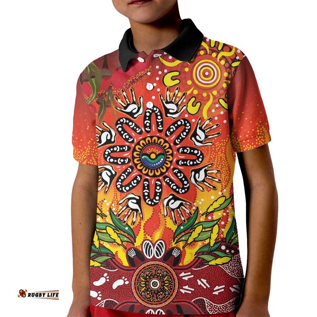 NAIDOC Week 2026 Kid Polo Shirt 50 Years of Deadly Aboriginal Dot Art LT9