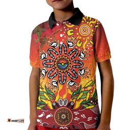NAIDOC Week 2026 Kid Polo Shirt 50 Years of Deadly Aboriginal Dot Art LT9