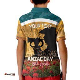 Personalised Wallabies ANZAC Day Kid Polo Shirt Last Post Poppy Lest We Forget LT14