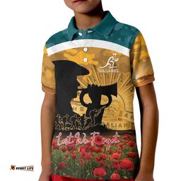 Personalised Wallabies ANZAC Day Kid Polo Shirt Last Post Poppy Lest We Forget LT14