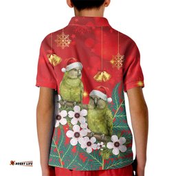 New Zealand Kakapo Christmas Kid Polo Shirt Owl Parrot Santa Sliver Fern Manuka - Red LT14