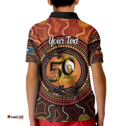 NAIDOC Week 2026 Personalised Kid Polo Shirt 50 Years of Deadly Lizard Kangaroo Aboriginal Art LT14