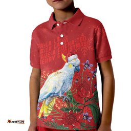 Merry Cocka-mas Kid Polo Shirt Australia Christmas Red Art LT9