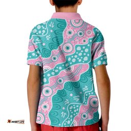 Hereditary Cancer Awareness Australia Indigenous Kid Polo Shirt Pink and Teal LT7