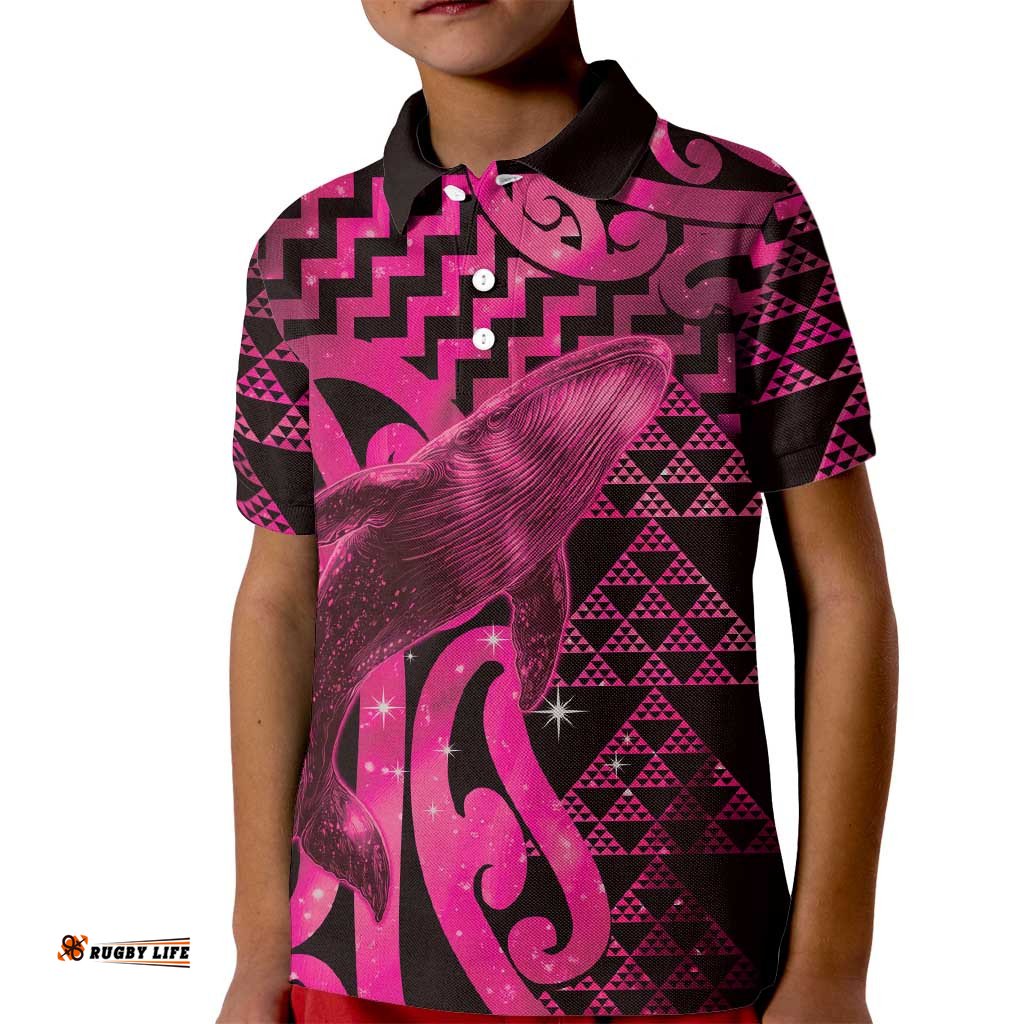 Humpback Whale Matariki New Zealand Kid Polo Shirt NZ Maori Paikea Poutama Luxury Pink LT14