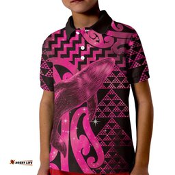 Humpback Whale Matariki New Zealand Kid Polo Shirt NZ Maori Paikea Poutama Luxury Pink LT14
