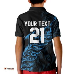 New Zealand Lawn Bowls Custom Kid Polo Shirt Blue Maori Warrior Tribal Silver Fern LT9