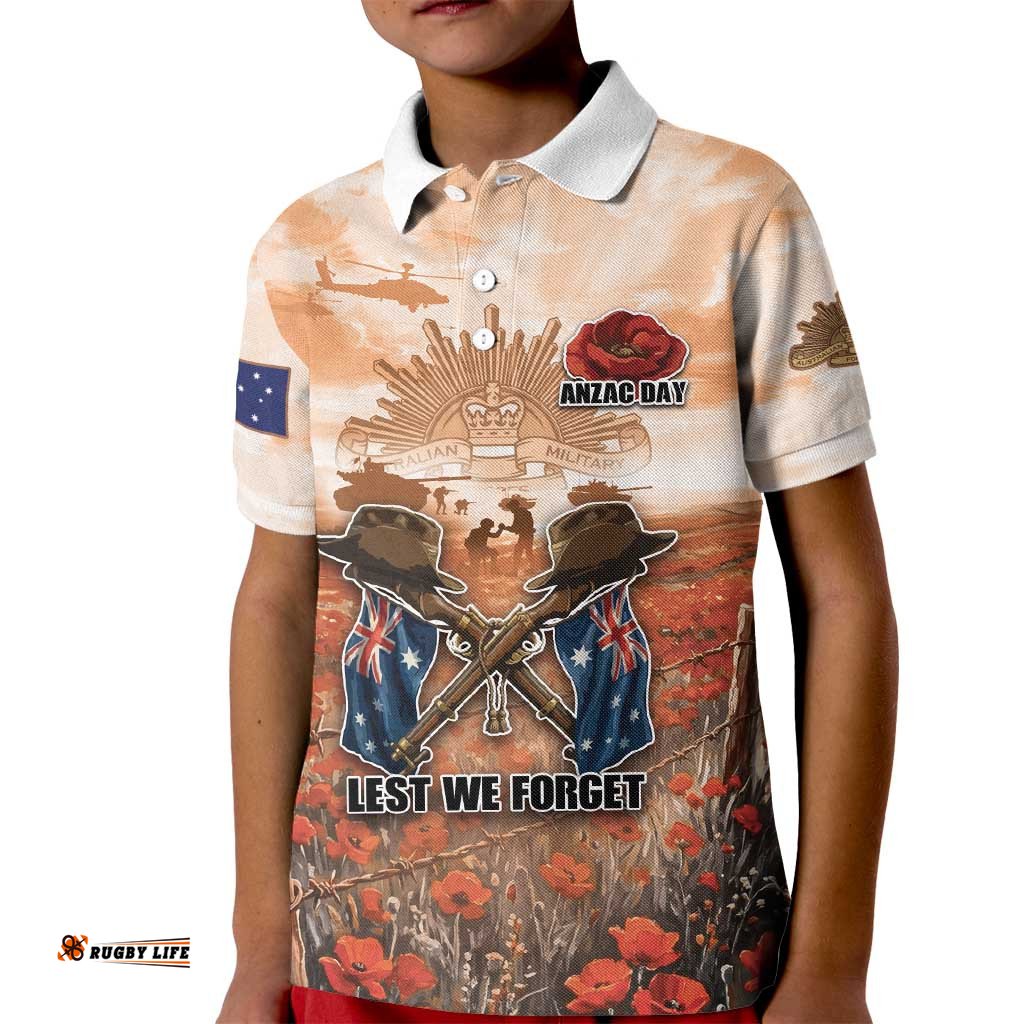 Personalised ANZAC Day Kid Polo Shirt Commemorative Soldier Tribute DT05