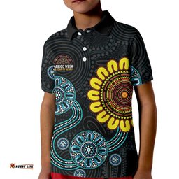 NAIDOC 50 Years of Deadly Kid Polo Shirt Sun Aboriginal Dot Art LT19