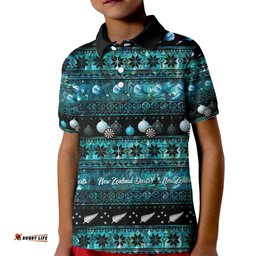 New Zealand Darts Christmas Kid Polo Shirt Merry Xmas Aotearoa Maori Paua Shell LT14