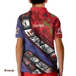 Personalised ANZAC Spirit 1915-2026 Filmstrip Tribute Kid Polo Shirt Lest We Forget 25 April LT9