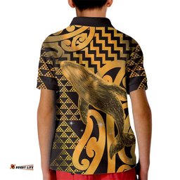 Humpback Whale Matariki New Zealand Kid Polo Shirt NZ Maori Paikea Poutama Luxury Gold LT14