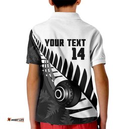 New Zealand Lawn Bowls Custom Kid Polo Shirt Aotearoa Silver Fern LT14