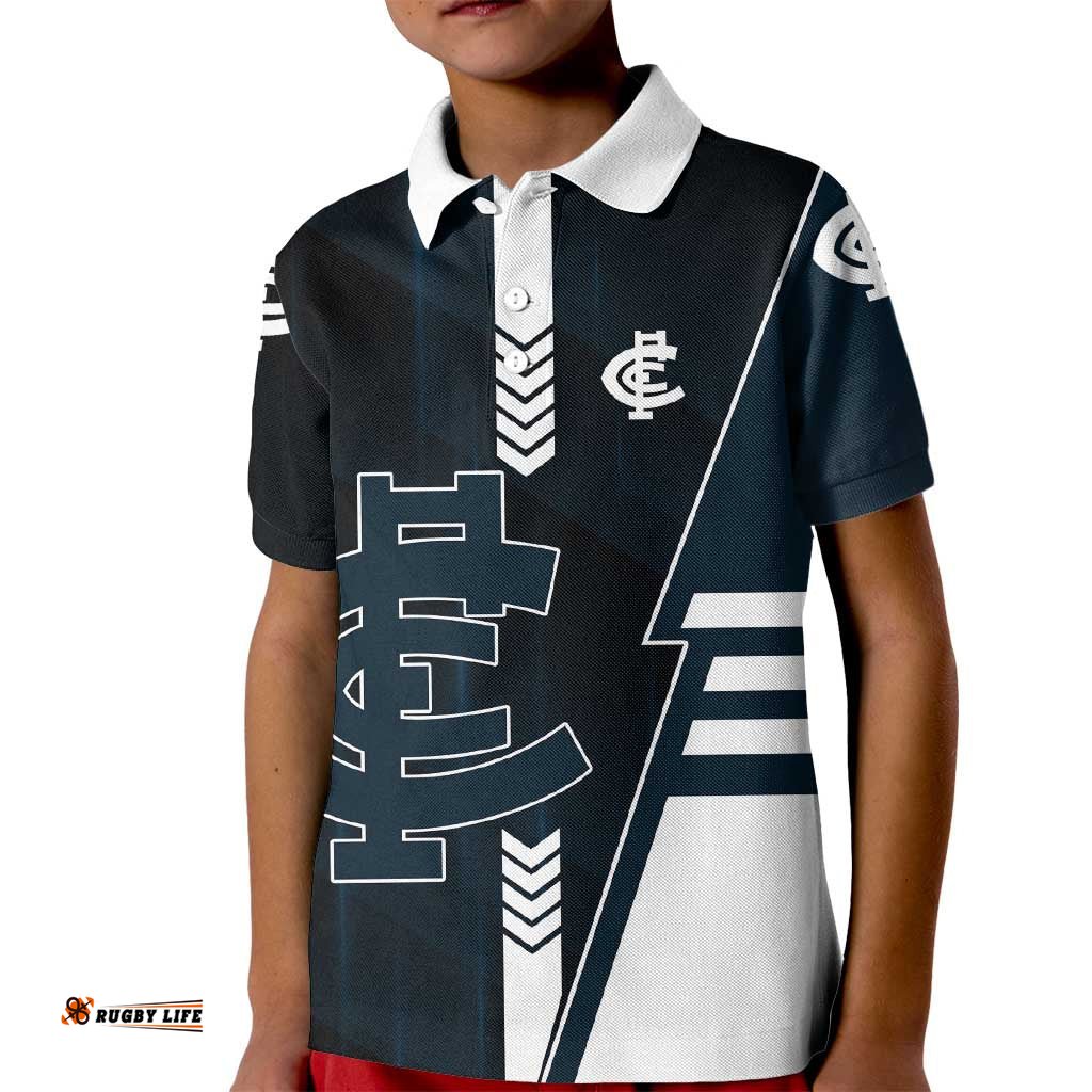 Personalized Carlton Blues Kid Polo Shirt Modern Geometric Sports Graphic Style TS04
