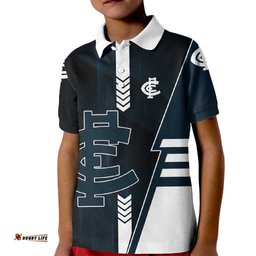 Personalized Carlton Blues Kid Polo Shirt Modern Geometric Sports Graphic Style TS04