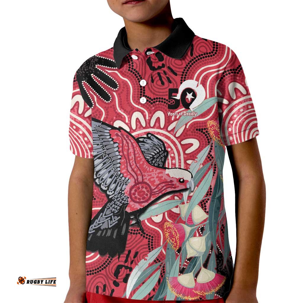 Personalised Australia Galah NAIDOC Week 2026 Kid Polo Shirt 50 Years of Deadly Aboriginal Art LT14