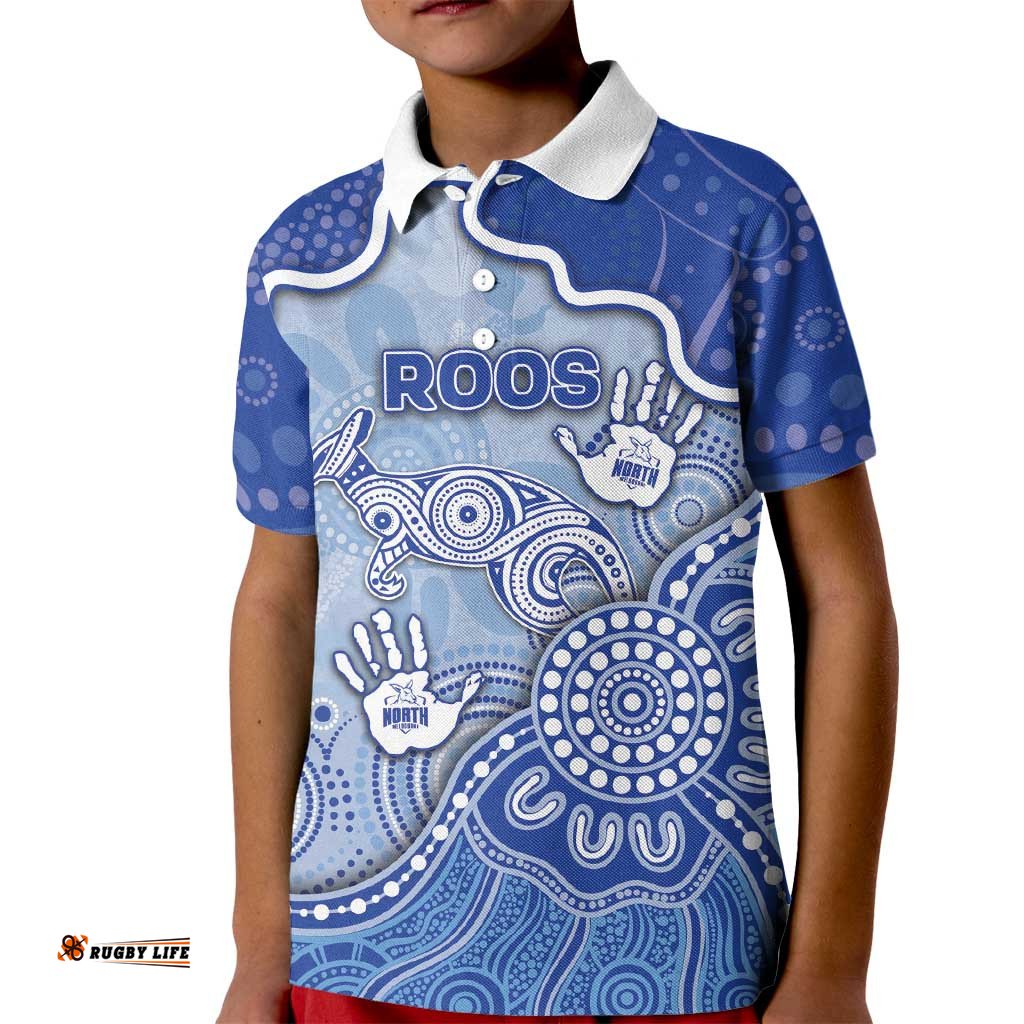 Custom Roos Football Kid Polo Shirt Aboriginal Dot Art Pattern DT05