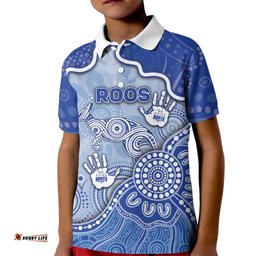 Custom Roos Football Kid Polo Shirt Aboriginal Dot Art Pattern DT05
