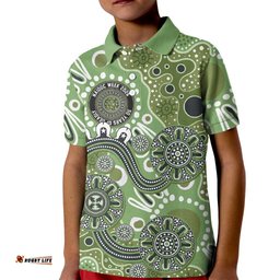 Personalised NAIDOC Week 50 Years Deadly Always Kid Polo Shirt Green Aboriginal Artwork Dot Painting LT9