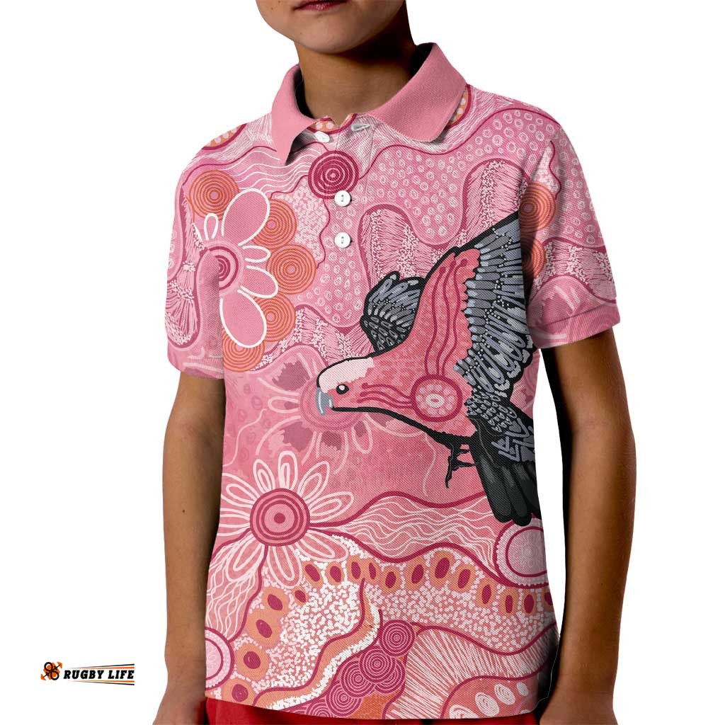 NAIDOC Week Aussie Indigenous Kid Polo Shirt Aboriginal Galah Bird Contemporary Art LT7