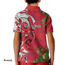 Personalised New Zealand Koru Pohutukawa Kid Polo Shirt Meri Kirihimete Aroha for Christmas LT9